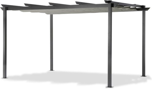 LECO Aluminium Pergola mit Faltdach in Lichtgrau, B/T: 4 x 3 m - Bild 1