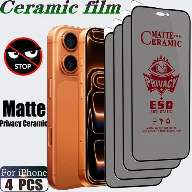 4er-Pack Matte Keramik Privatsphäre Displayschutzfolie für Apple iPhone (Anti-Spy Schutzfilm) - Bild 1