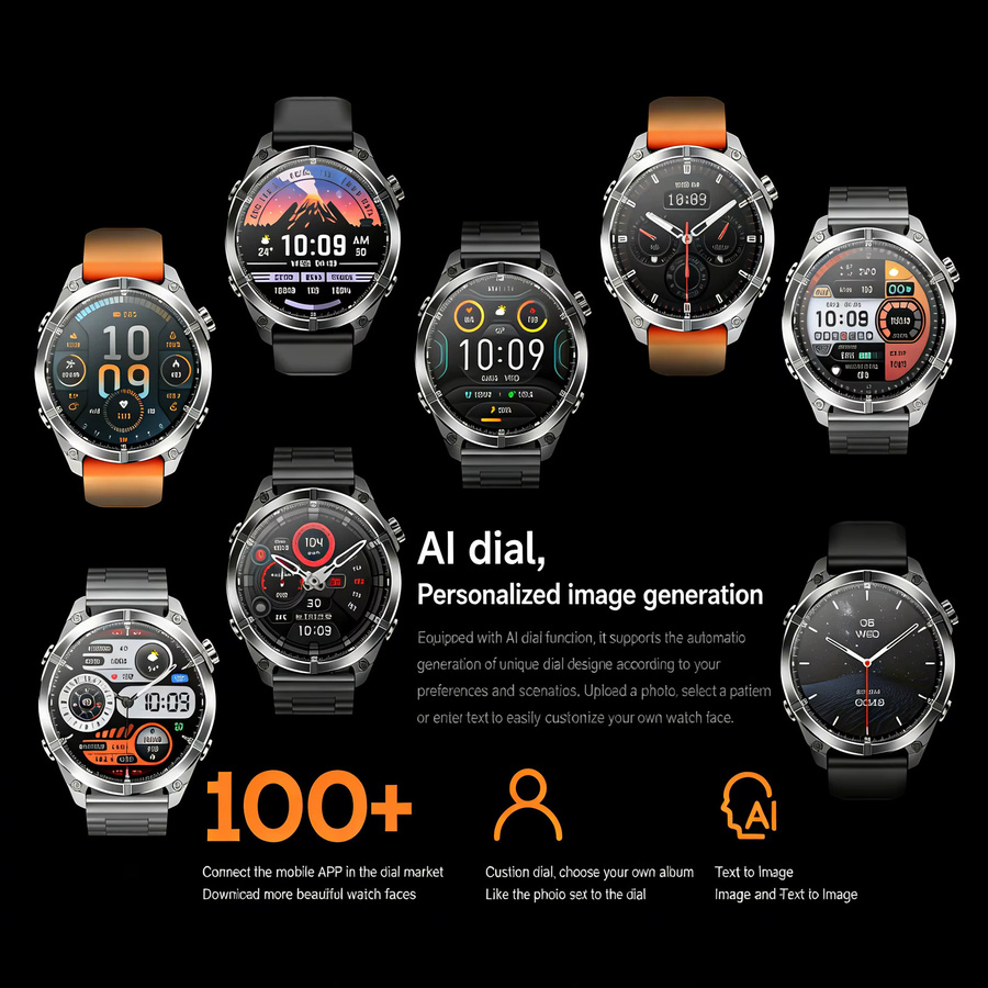 LAUSEVENFJ HD300 Smartwatch mit AMOLED Display, Bluetooth Anruffunktion, AI GPT Chat und wasserdichtem Design in Schwarz - Bild 5