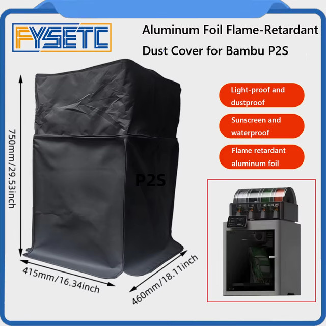 Bambu Lab Staubschutzabdeckung für P2S und P1 Serie mit AMS, wasserfeste Nylon-Abdeckung für FDM 3D-Drucker, Schwarz - Bild 1
