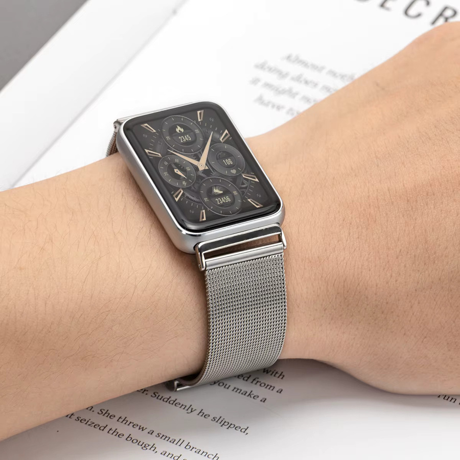 CAOWTAN Uhrenarmband Edelstahl, Silber, Unisex, für Samsung Galaxy Fit 3 - Bild 5