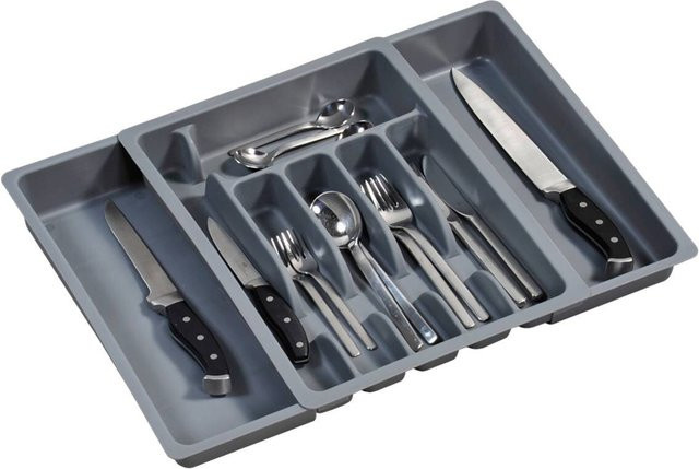 Kesper Besteckkasten aus Kunststoff in Grau mit Trennern, B/H/T: 29 x 6,5 x 38 cm - Bild 1