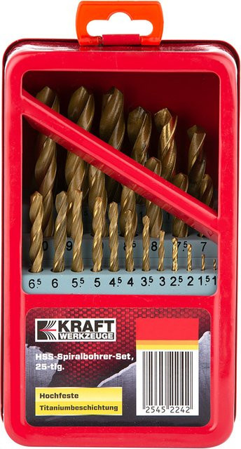 Kraft Werkzeuge HSS-Spiralbohrer-Set 25-teilig in Gold - Bild 1
