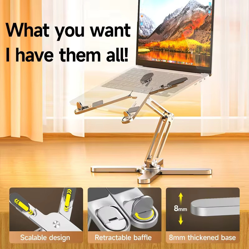 Kebidumei Faltbarer Laptopständer aus Aluminiumlegierung mit 360 Grad Rotation in Grau und Silber - Bild 2