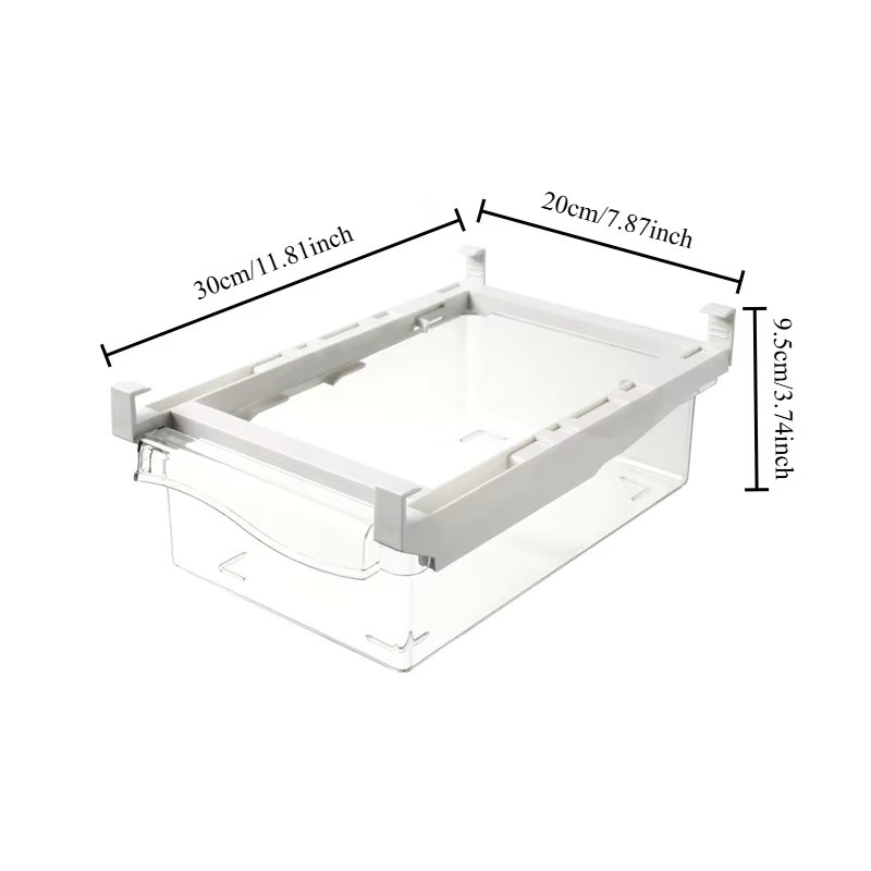 Untior Verstellbarer Kühlschrank-Schubladen-Organizer aus Kunststoff, Transparent, Ausziehbare Aufbewahrungsbox für Obst und Gemüse - Bild 2