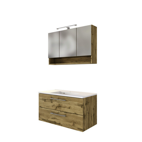 HELD MÖBEL Waschtisch-Set LIVORNO in Braun und Weiß, 5-teilig, modern und wandmontiert - Bild 3