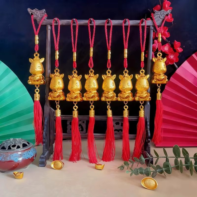 6er Set JETTING Chinesische Jahreslaternen Gold Metall Wandbehang und Auto-Ornament für das Jahr des Pferdes 2026 - Bild 3