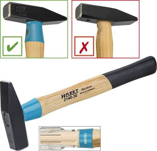 Hazet BluGuard 2140-100 Schlosserhammer Blau mit Holzgriff und Stahlkopf, Gewicht: 1227 g, Länge: 360 mm - Bild 1