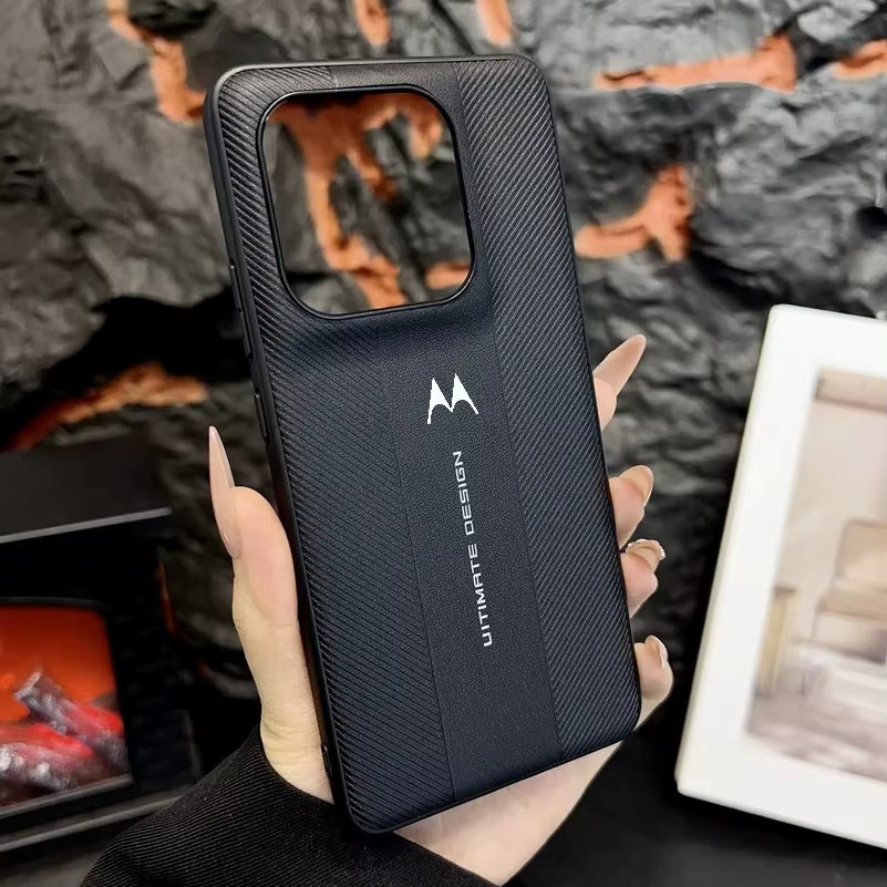 Business Premium PU-Lederhülle für Motorola Moto Edge 70 Ultra in Schwarz, stoßfeste Schutzhülle mit Bumper - Bild 2