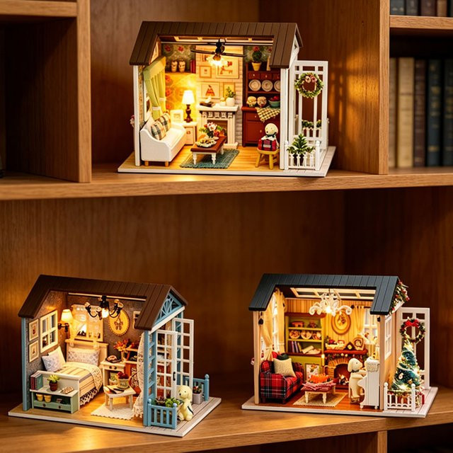 Zuuton DIY Holz Puppenhaus Bausatz, Miniatur Landhaus, mit LED Licht, 3D Puzzle - Bild 1