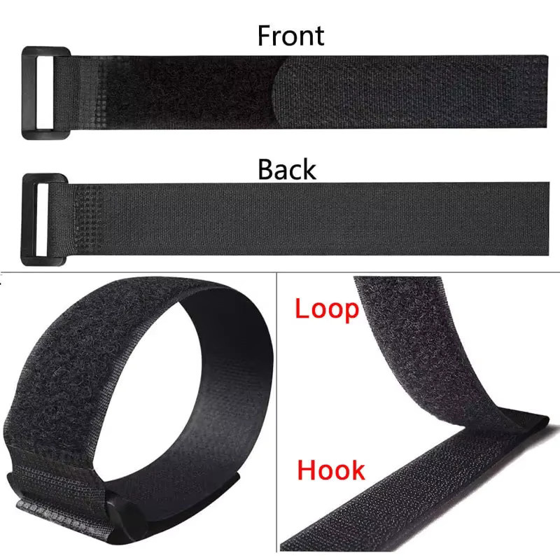 Wiederverwendbare Klettband Kabelbinder aus Nylon für dein Kabelmanagement in Schwarz und Grün - Bild 2