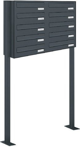 AL Briefkasten für 10 Parteien, grau, B/H/T: 84,8 x 150 x 27,5 cm - Bild 1