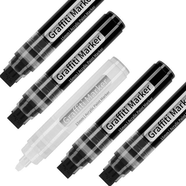 Lichtechter Acrylmarker in Weiß mit 15 mm breiter Spitze für DIY-Projekte und Schule - Bild 1
