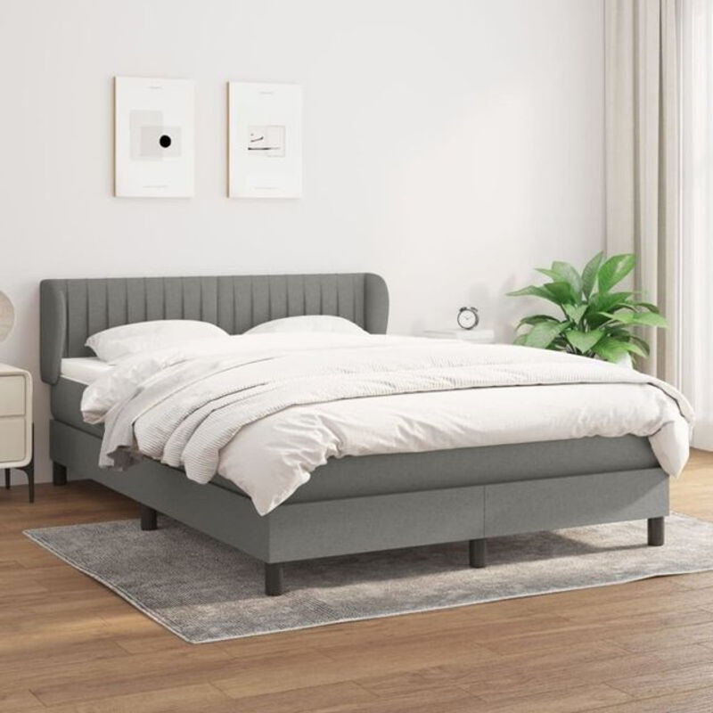 vidaxl Boxspringbett mit Matratze aus Stoff in Anthrazit Grau B/T/H: 140 x 200 x 78 cm - Bild 1