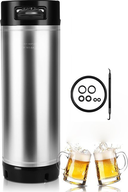 MRbrew Corny-Fass aus Edelstahl in Silber mit 19 l Volumen und Kugelverschlusspfosten - Bild 1