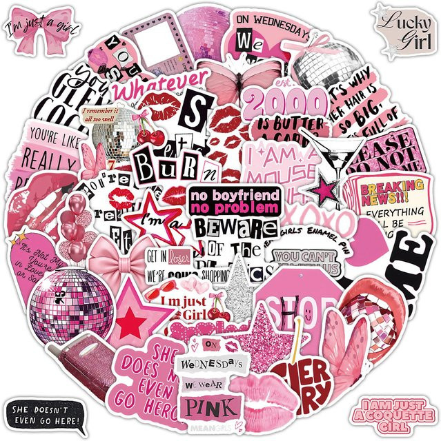 52 Stück dekorative Aufkleber in Pastellrosa für Scrapbook und DIY-Tagebuchverzierung von RecordingYourLife Store - Bild 1
