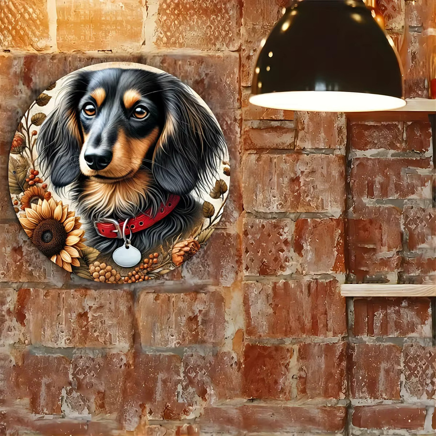 Potdemiel 2D-Dachshund Rundes Metallschild zur Aufhängung, Mehrfarbig, Durchmesser: 20,3 cm - Bild 3