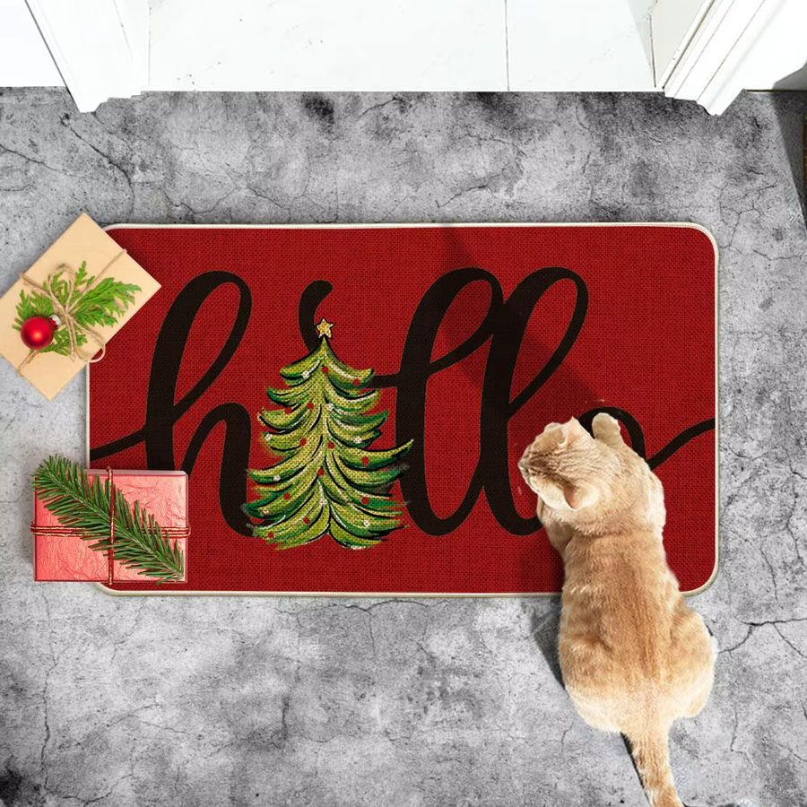 VIKAMA Weihnachtsmatte mit Weihnachtsbaum-Design, rutschfester und verschleißfester dekorativer Teppich für innen und außen, B/T: 60 x 60 cm - Bild 2