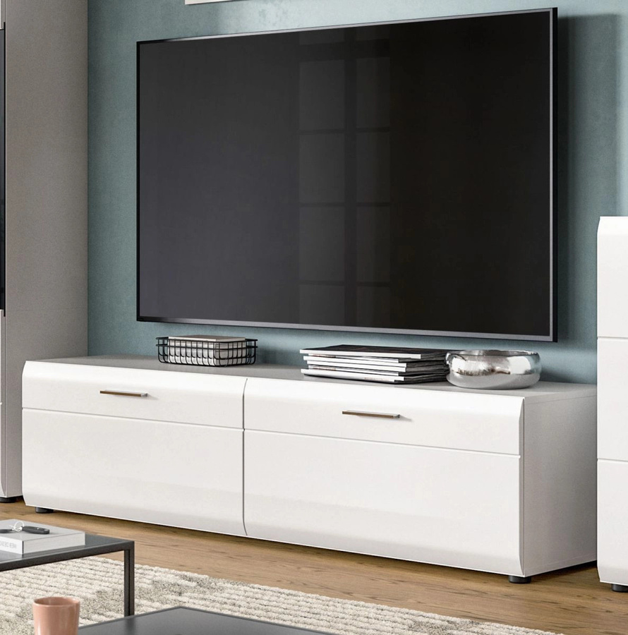 Modernes TV-Lowboard Cover von Inn.Furn in Weiß Hochglanz mit Soft-Close-Schubladen, B/T/H: 160 x 41 x 40 cm - Bild 2