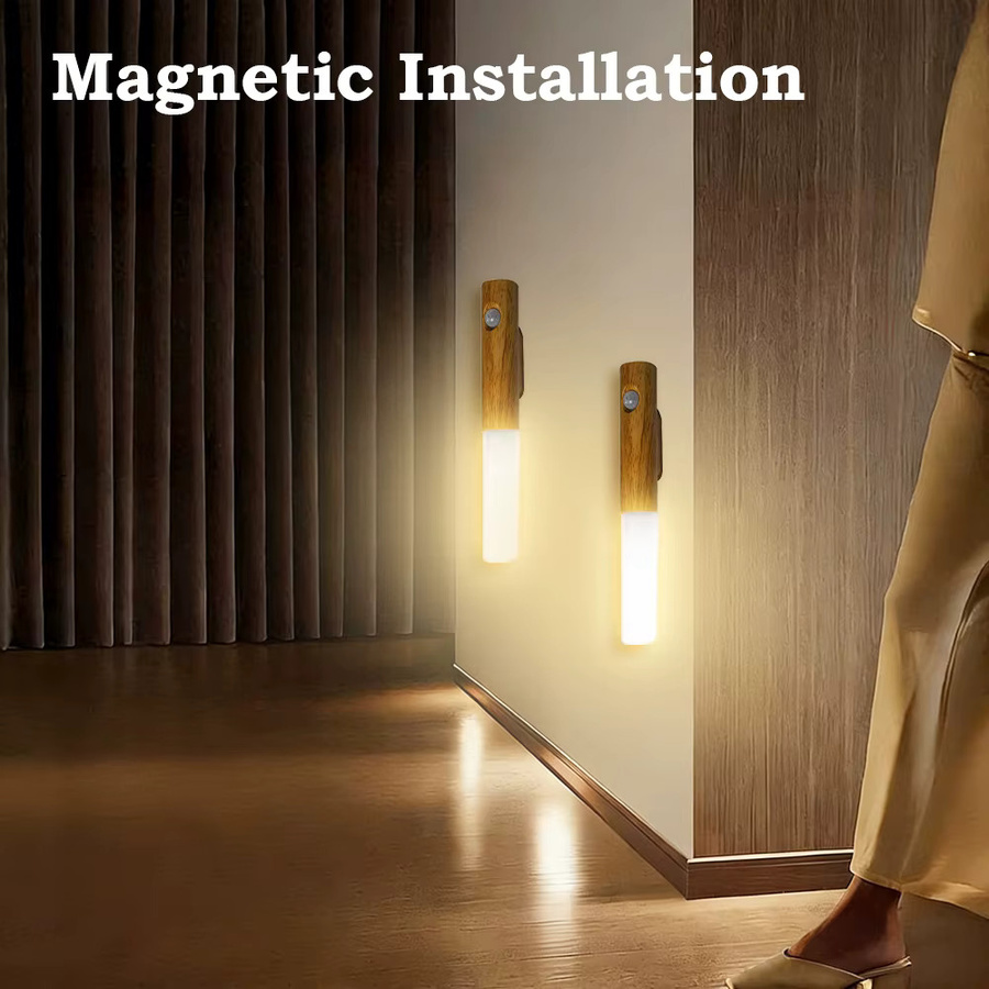 UMEXUS 4er Set Intelligente LED Nachtlichter mit Bewegungssensor, Wiederaufladbare Magnetische Wandlampe in Weiß für Flur, Schlafzimmer, Treppen und Schränke, Warmweiß - Bild 3