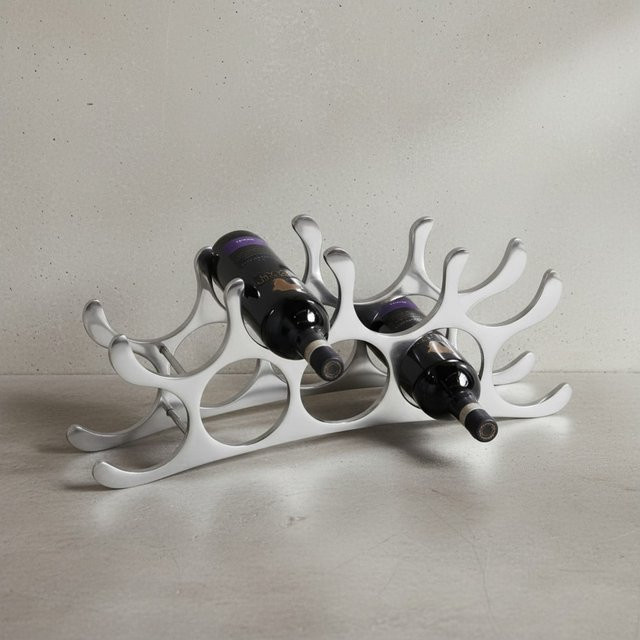 KADIMA DESIGN Modernes Weinregal aus Metall in Silber für 9 Flaschen - Bild 1