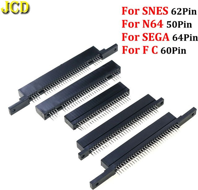 JCD Kartensteckplatz für SFC, SNES, FC und N64 Konsole, 64-Pin/60-Pin/62-Pin Anschluss für Spielmodule, 2,54mm Abstand, Schwarz - Bild 1