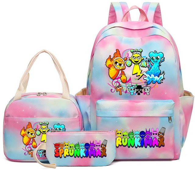 3-teiliges Schulrucksack-Set für Schüler aus Oxford-Stoff mit Schultasche, Schultergurt und Federmäppchen in Multicolour - Bild 1