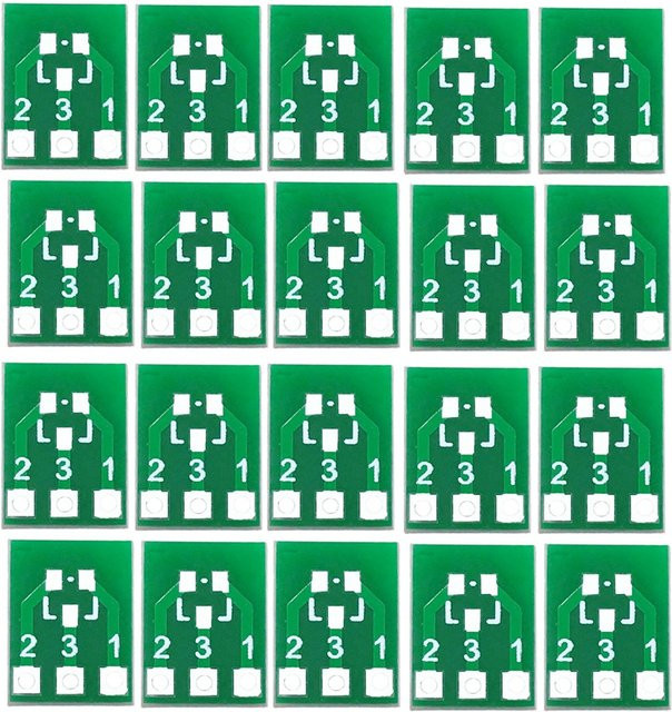 20 Stück SOT23-3 SMD zu SIP3 Adapter Konverter Platine für DIY PCB Board Kits in Grün - Bild 1