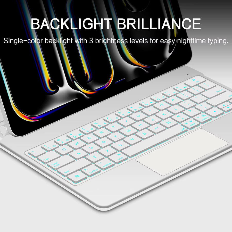 AJIUYU Pogo Pin Magic Keyboard Hülle für iPad Pro 11 und 13 Zoll sowie iPad Air 4/5/6 11 und 13 Zoll in Weiß mit Smart Multi-Touch Tastaturabdeckung Folio - Bild 5