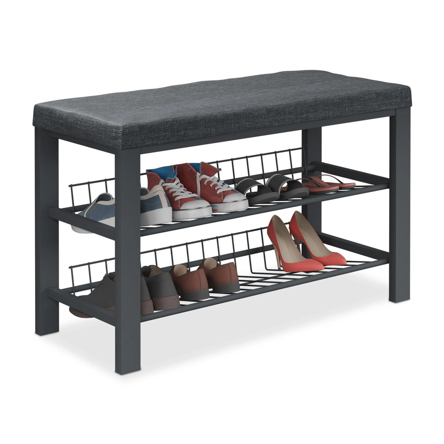 Relaxdays Schuhbank aus Metall mit Polsterung in Schwarz, B/H/T: 82 x 50,5 x 33 cm - Bild 2