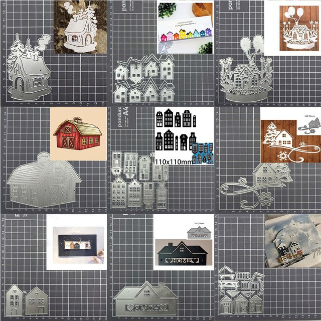 Metall-Schneideform Häuser für DIY Scrapbooking, Bastelvorlage für Papierkarten und Dekorationen - Bild 1