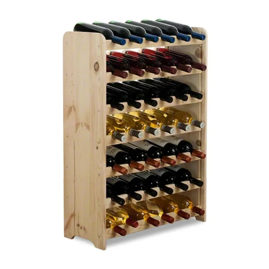 PROREGAL Pinotwine Weinregal aus massivem Kiefernholz, Natur Unbehandelt, braun, H x B x T: 87,2 x 63,2 x 26,5 cm, Platz für 42 Flaschen - Bild 2