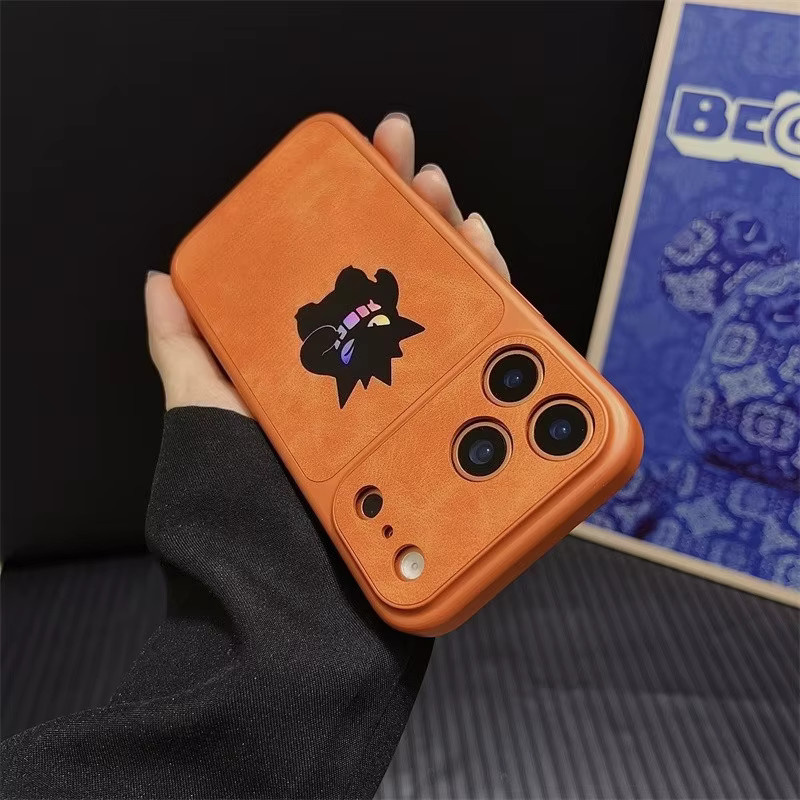 Stoßfeste iPhone Handyhülle mit Gengar Anime Cartoon Design in Laser Leder-Textur für Apple iPhone 17 16 15 14 13 12 11 Pro Max - Bild 4