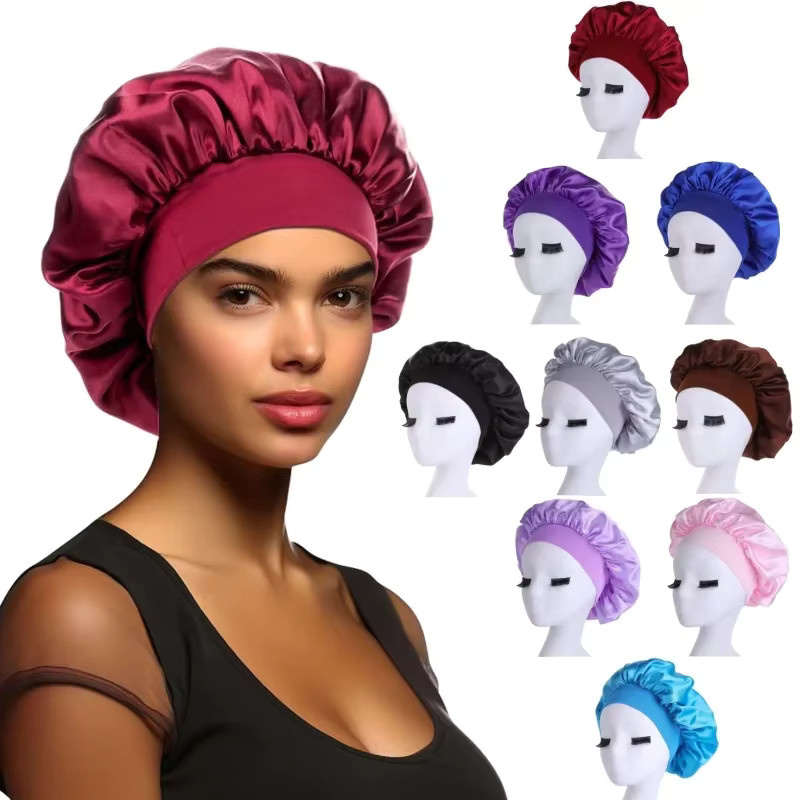 Satin Haarpflege-Bonnet, Unisex, mit breiter Krempe - Bild 2