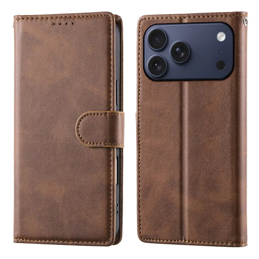 Aierkeba Business Leder Flip Case mit Kartenfach für iPhone 11 bis iPhone 17 Pro Max in Blau und Braun - Bild 2