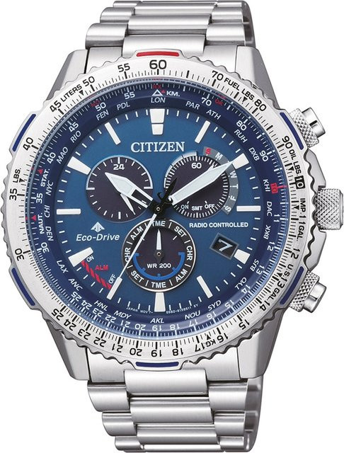 Citizen Chronograph Herrenuhr, Solar, Edelstahl, Blau, 45 mm, 20 ATM - Bild 1