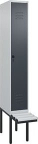 C+P Spind Classic PLUS Garderobenschrank mit Sitzbank, 1 Abteil, Lichtgrau, B/T/H: 212,0 x 30,0 x 81,5 cm - Bild 1