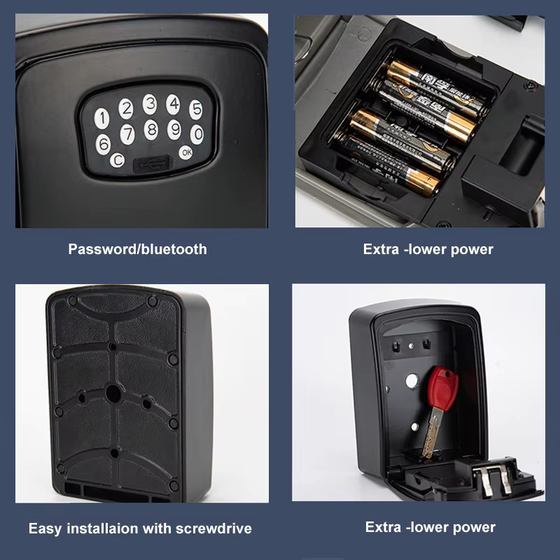 TUYA Smart Safe mit Fingerabdruck und Passwort, Bluetooth-Schlüsselkasten zur Wandmontage mit Smart Life App, Schwarz, B/T/H: 11,5 x 8,0 x 0 cm - Bild 3