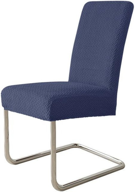 Yiran Furniture Elastischer Esszimmerstuhlbezug aus Köper in Navy Blau, B/T/H: 45 x 38 x 4 cm - Bild 1