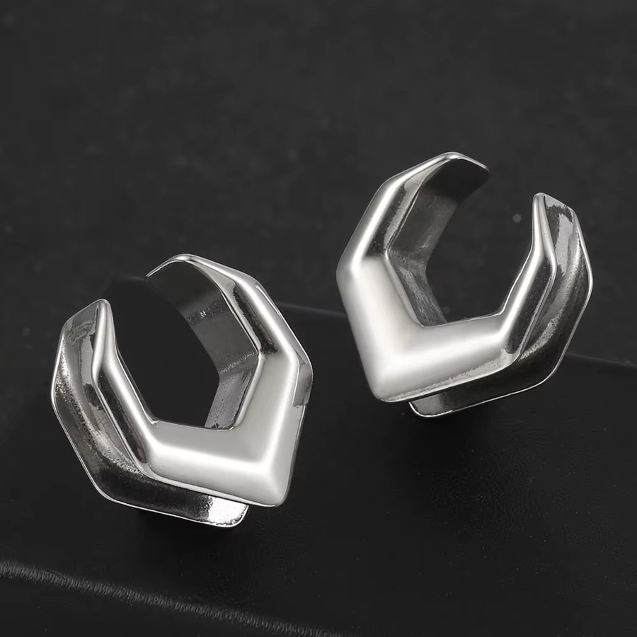 Twolobes Ohrstecker Hexagon Sattel Plugs, Edelstahl, Silber - Bild 4