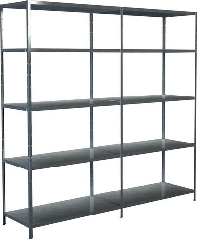 SCHULTE REGALWELT Grundregal mit Anbauregal aus verzinktem Stahl, silberfarben, 10 verstellbare Böden, H x B x T: 200 x 200 x 50 cm - Bild 1