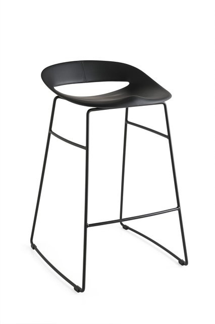 Barhocker COSMOPOLITAN von Calligaris in Schwarz mit Polypropylen-Sitz und Metallgestell, Modern, B/T/H: 47 x 19 x 76 cm - Bild 1