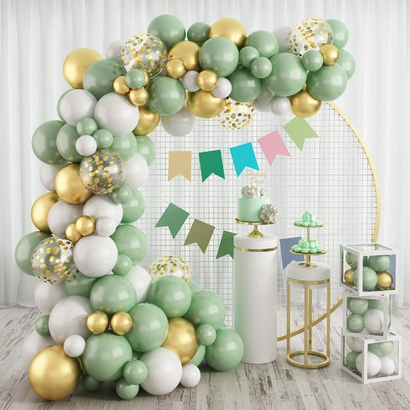 108-teiliges Latex-Ballonbogen-Set in Grün und Mehrfarbig für deine Dekoration bei Geburtstagen oder Hochzeiten - Bild 1