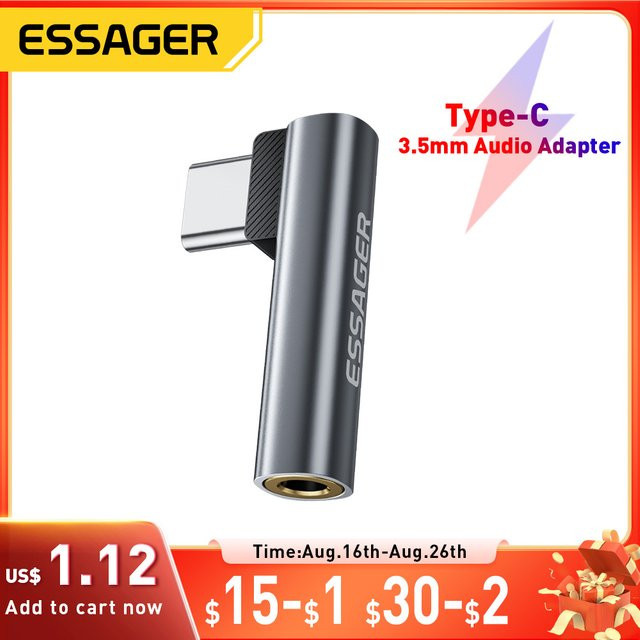 Essager Typ C auf 3,5 mm Klinke Audio-Adapter für USB-C Kopfhörer und Smartphones von Xiaomi, Huawei und Samsung - Bild 1