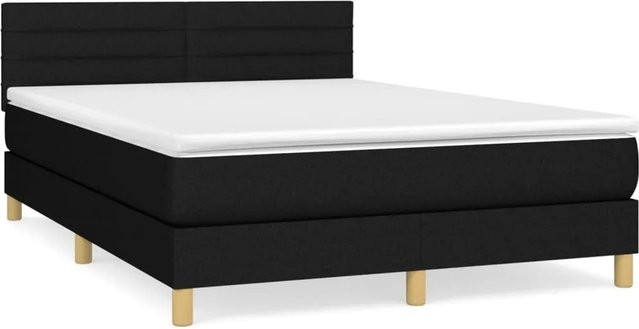 vidaXL Boxspringbett Hybrid mit Matratze Schwarz Stoff B/T: 140 x 190 cm - Bild 1