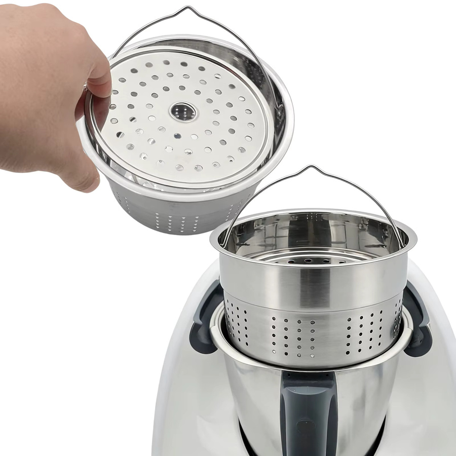 Vorwerk Dampfkorb aus Edelstahl 304 in Silber mit Griff, kompatibel mit Thermomix TM5 und TM6 - Bild 2