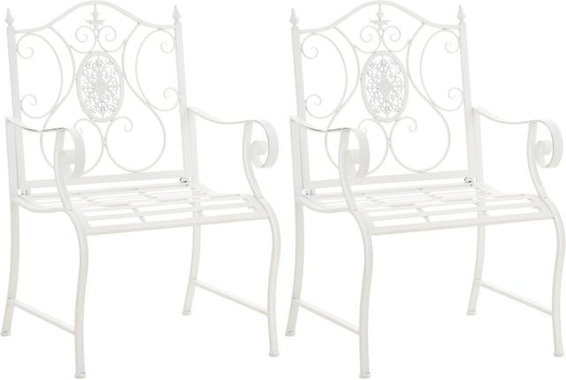 DELUKE 2er Set Gartenstühle AUSTIN aus Metall in Weiß mit Armlehnen, B/T/H: 62 x 53 x 94 cm - Bild 1