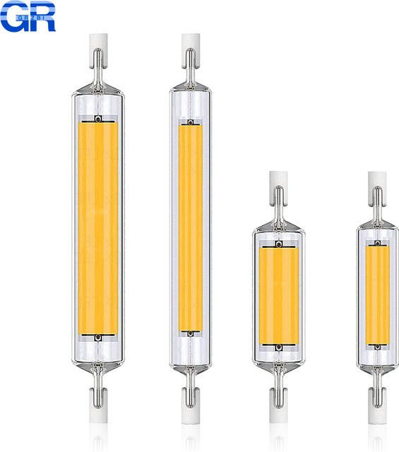 GRZBI LED R7s COB Glasröhre Ersatz für Halogenlampen, transparent, Länge: 118 mm oder 78 mm - Bild 1