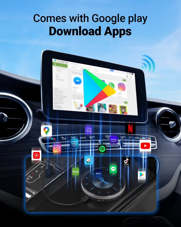 OTTOCAST P3 OttoAibox Wireless Android Auto und CarPlay Smart TV Box mit Wi-Fi und Bluetooth in Schwarz - Bild 2