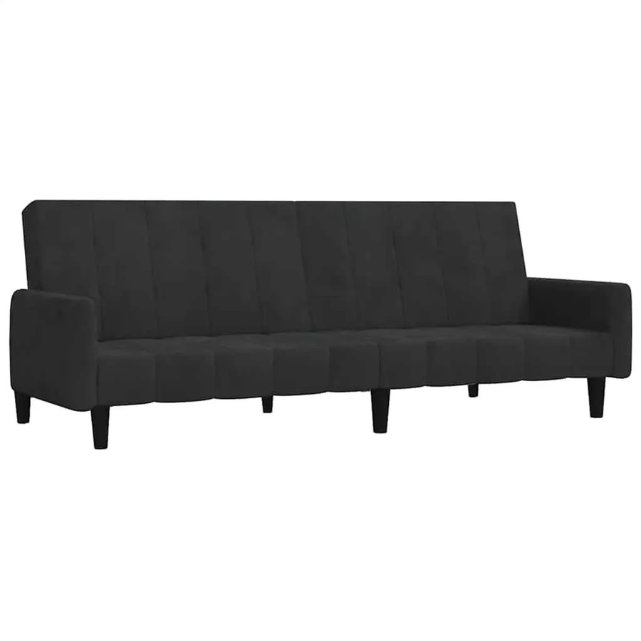 vidaXL Schlafsofa 2-Sitzer Click-Clack in Schwarz aus Samt mit Holzrahmen - Bild 2